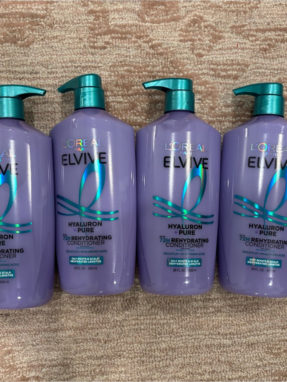 Pack L’Oréal Paris Elvive Hyaluron + Pure 72H Rehydrating Conditioner 28 oz NEW